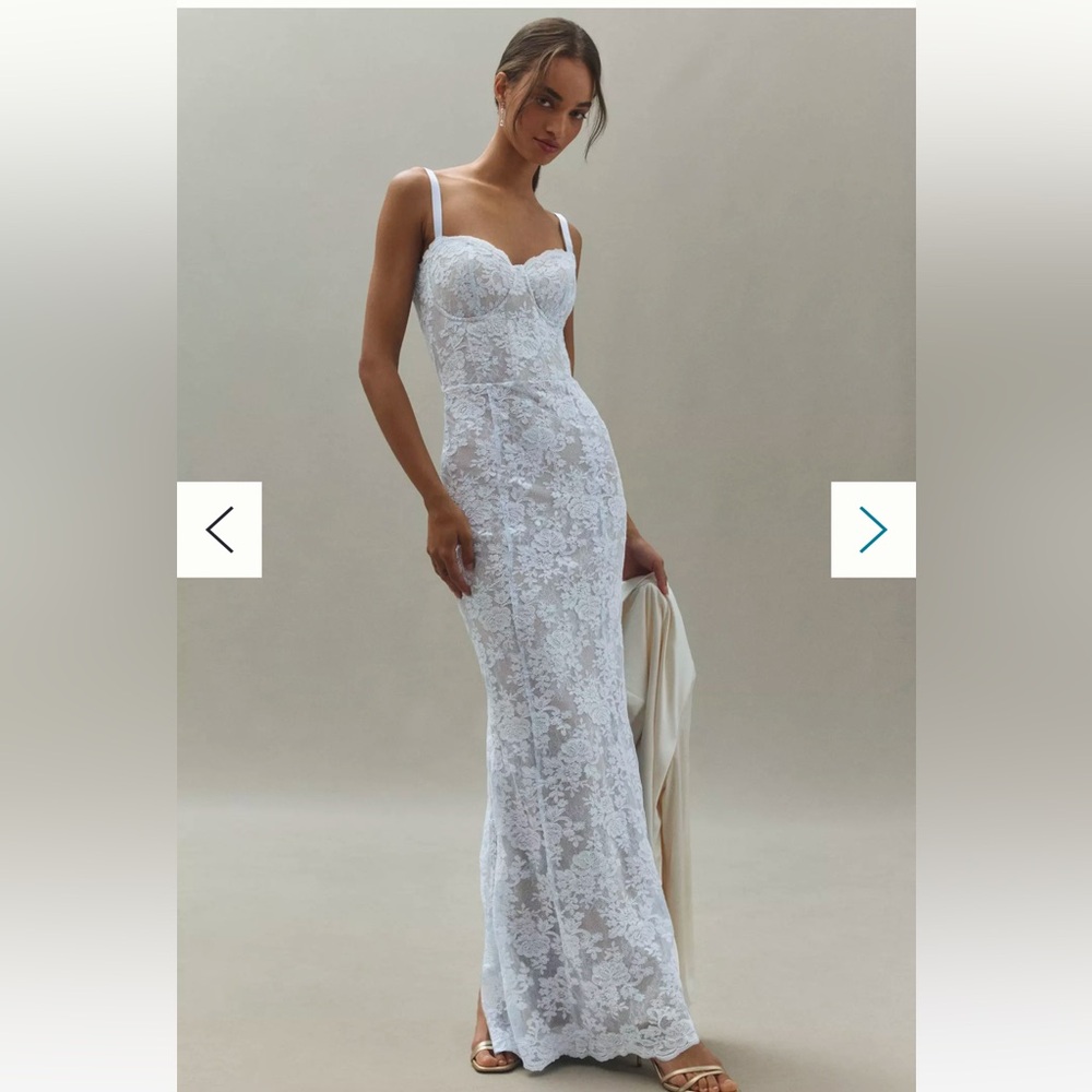 V. Chapman White Lace Maxi Dress